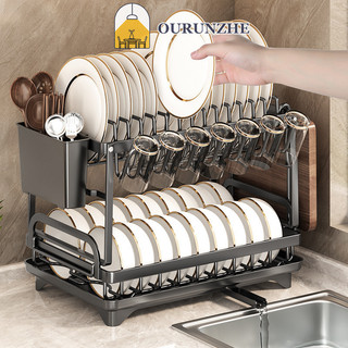 Ourunzhe Kệ bếp, bát đĩa gia dụng, cốc, giá đựng đồ, giá bát, đũa, giá thoát nước, tủ, giá đĩa nhỏ