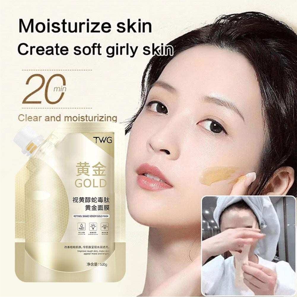 Retinol Snake Venom Peptide Gold Mask Hydrating Brightening Gold Mask Applicator Cream Mask Y0V9