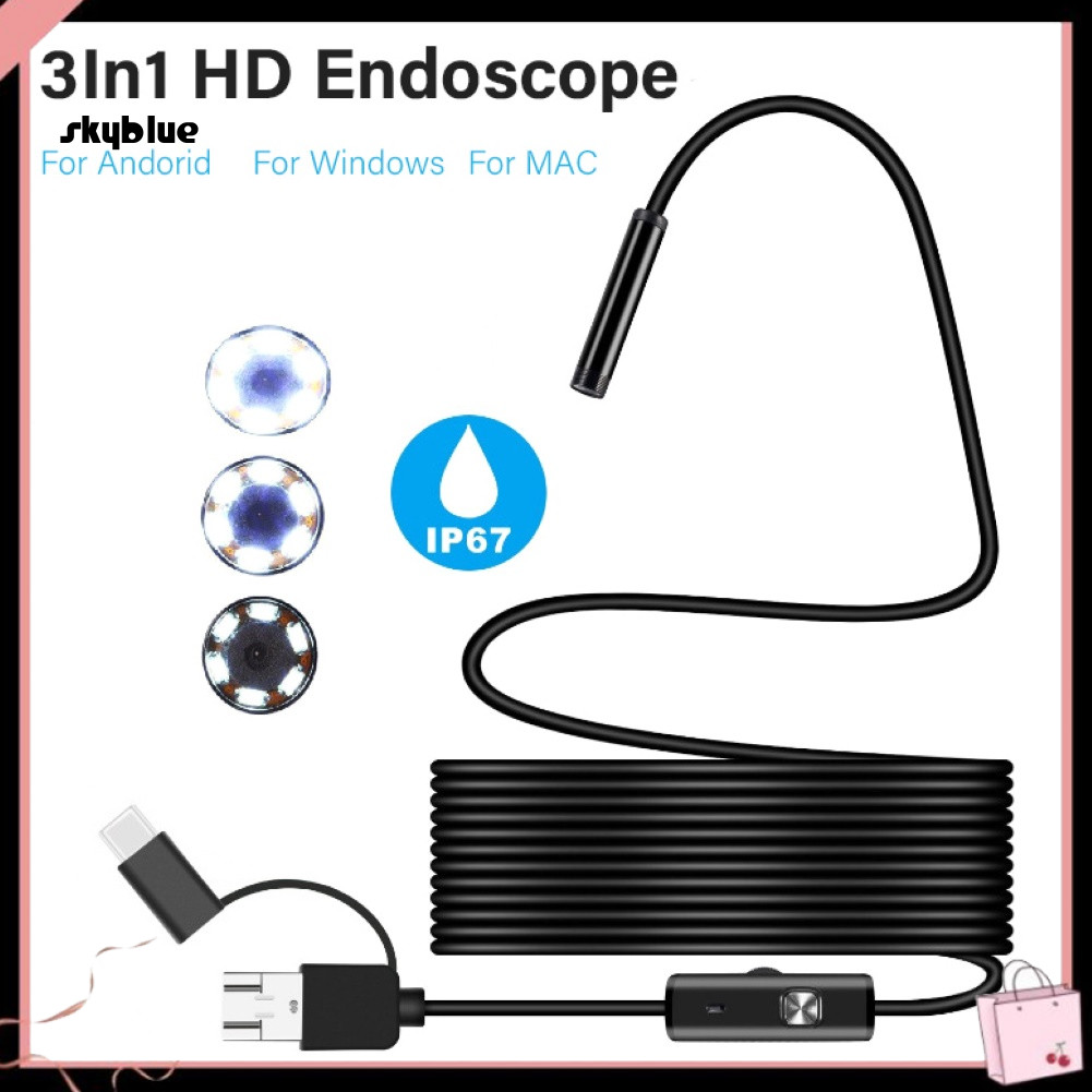 Camera kiểm tra nội soi chống nước Micro USB Type-C 1 / 2 / 5m cho điện thoại Android
