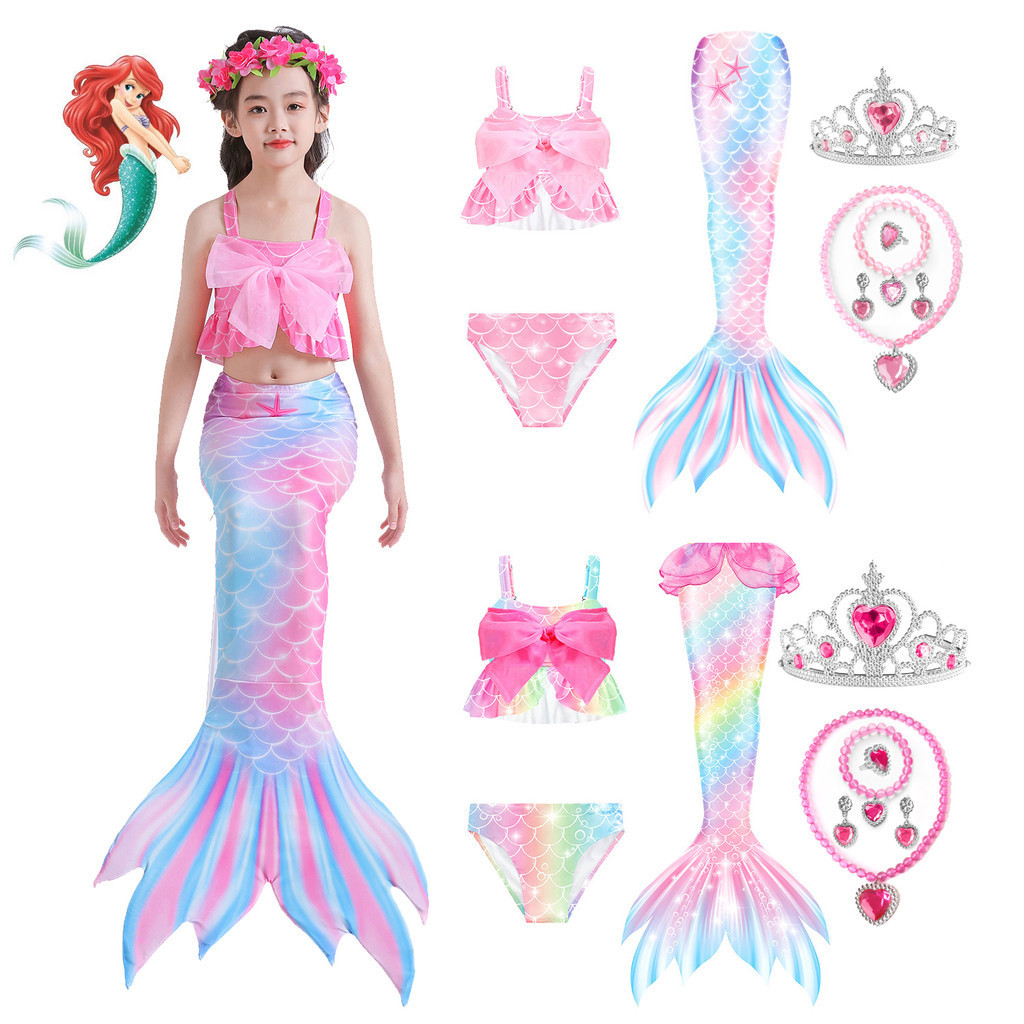 Nàng Tiên Cá Trang Phục Cho Bé Gái Nàng Tiên Cá Đuôi Trẻ Em Memaid Đồ Bơi Bikini Tắm Bộ Đồ Bơi Hallo
