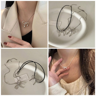 Ins Sáng Tạo Vòng Cổ Nơ Mặt Dây Chuyền Dây Chuyền Đơn Giản Tinh Tế Dây Xích Cổ Phụ Kiện Thời Trang