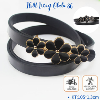 Thắt lưng nữ da PU phủ bóng hình 3 bông hoa, dây nịt nữ, đai váy quần áo, blazer sang trọng, nữ tính OLL307