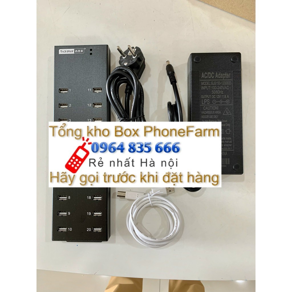 Hub usb 20 port Sipolar chuyên làm phone farm, sạc điện thoại, 4G proxy