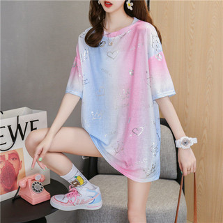Áo thun nữ tay ngắn thiết kế Sense Summer Student Gradient Loose Tie-Dyed Top
