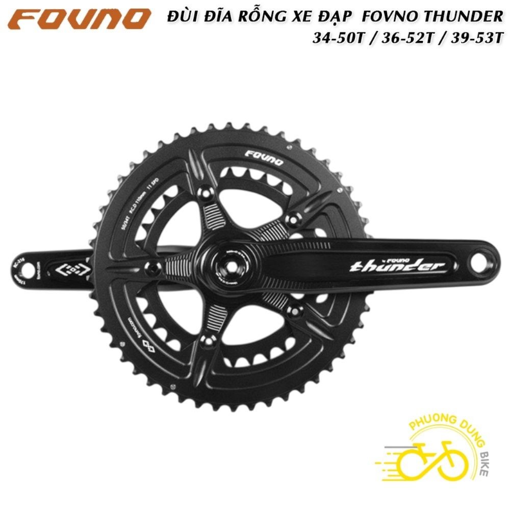Đùi đĩa (Giò dĩa) rỗng xe đạp 2 Tầng FOVNO THUNDER 34-50T / 36-52T / 39-53T
