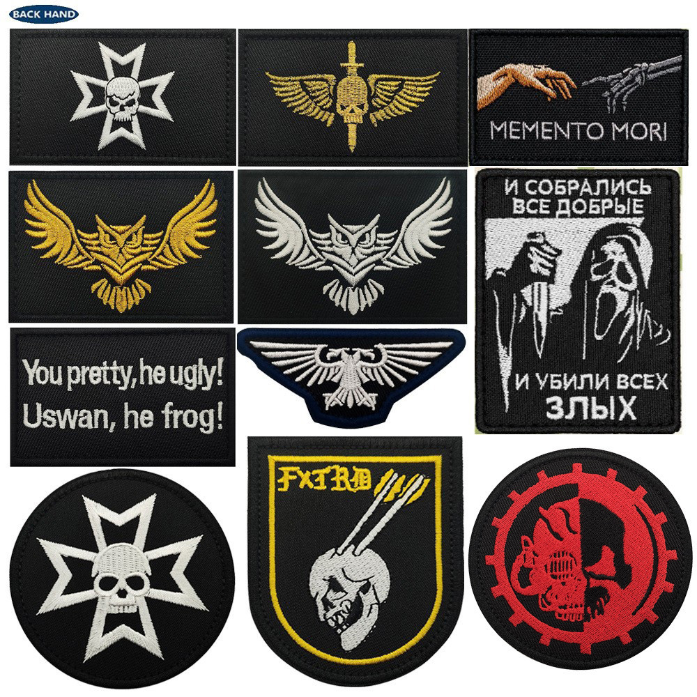 WarHammer 40K WarHammer 40K WarHammer Samurai Đầu Lâu Thêu Vải Miếng Dán Túi Ngoài Trời Velcro Huy H