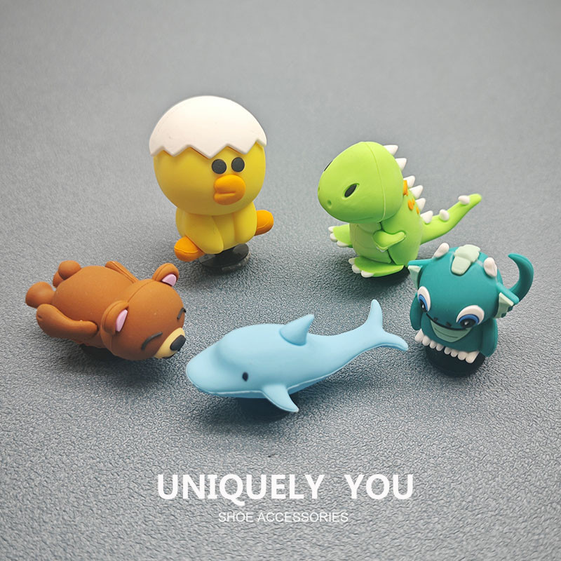 Charm Crocs Jibbitz - Khóa Trang Trí Chính Hãng Độc Quyền, Phụ Kiện Thời Trang 3D Khủng Long, Thiết 