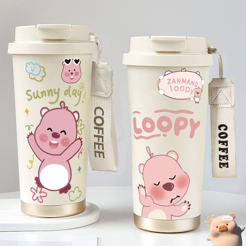 Bình nước chính hãng Loopy, ấm đun nước di động, nhẹ, dễ mang theo, không cần vặn nắp, cốc du lịch c