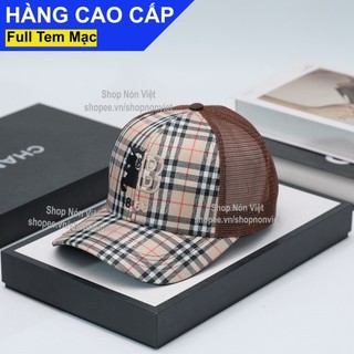[A195]Mũ Lưỡi Trai Nón Kết Logo B Ngựa 1856 Thoáng Mát Vải Kaki Cotton Kem Kẻ Sọc Phối Lưới Nâu Form Đứng Thời Trang