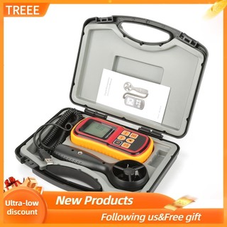 Treee Máy đo tốc độ gió kỹ thuật số LCD Máy đo gió Máy đo lưu lượng không khí Nhiệt độ