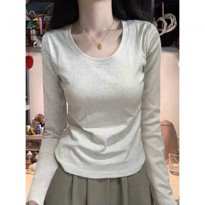 【100% cotton】Áo baby tee Áo croptop Tay Dài  Áo Sơ Mi Nữ Mới Áo Thun Dáng Ôm Thời Trang Thu Đông 2024 Cho Nữ | BigBuy360 - bigbuy360.vn