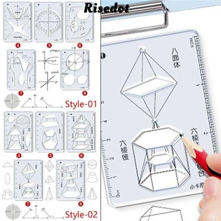 Risedot 8 cái / bộ thước, dụng cụ vẽ hình học văn phòng phẩm, dụng cụ đo học tập bằng nhựa đa năng sáng tạo đồ dùng văn phòng trường học