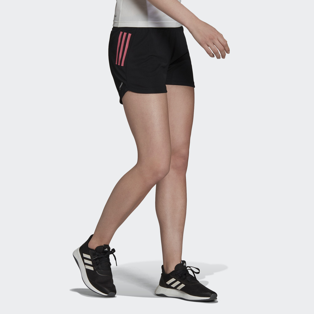 Adidas Tập luyện Quần Short Thể Thao 3 Sọc Dệt Kim Designed To Move Nữ Đen H45576