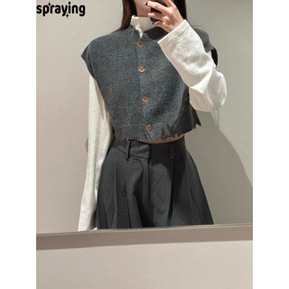 Spraying áo gile nữ áo+vest+nữ vest set Thông thường Korean trendy comfortable WMJ242071L 8Z240219