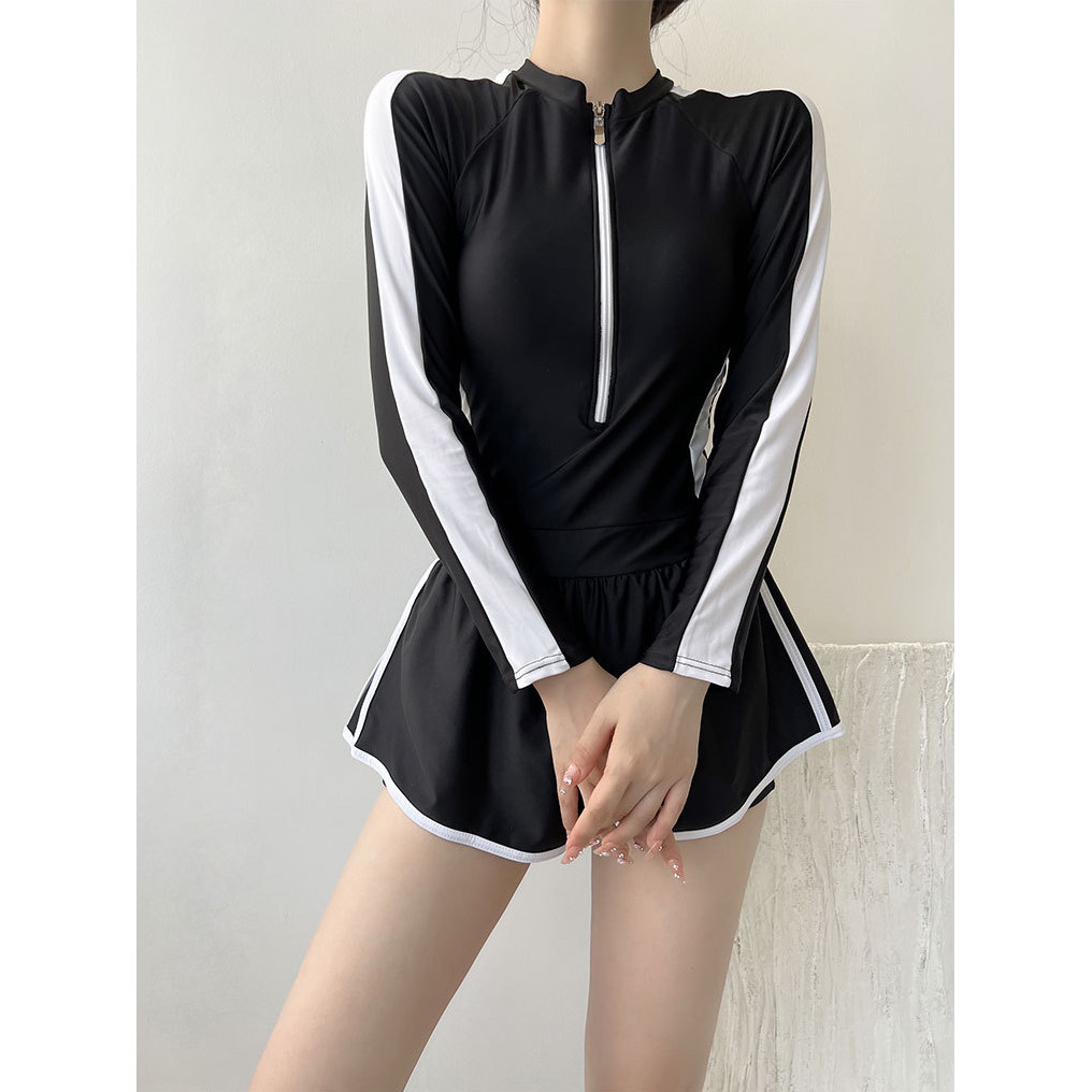 Đồ bơi thể thao chuyên nghiệp Đồ bơi dài tay một mảnh Đồ bơi sinh viên bảo thủ