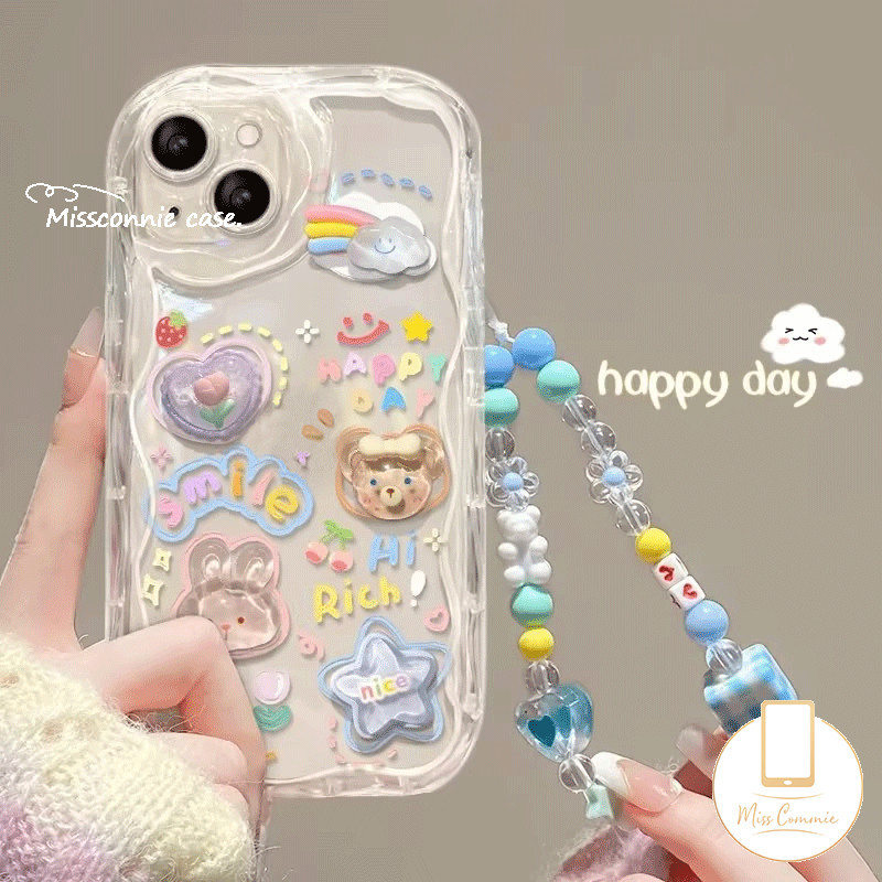 Búp Bê 3D Gấu Thỏ Dễ Thương Hình Ngôi Sao Tưởng Tượng Đám Mây Bóng Lượn Sóng Cong Viền Tương Thích Cho Iphone 7 16 15 6 6S 8 Plus 11 14 13 12 15 Pro Max X Xr Xs Max 7Plus Se Vỏ Hoa Tươi