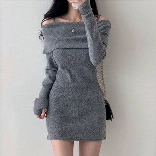 Phiên bản Hàn Quốc Thời trang nữ lệch vai Ve áo Skinny Đan