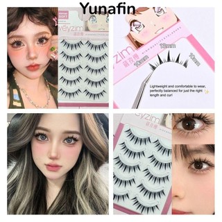 Yunafin 5 đôi manga anime lông mi, lông mi giả chồn giả, 5 cặp gói cosplay nhật bản dày ướt lông mi cho nữ bé gái