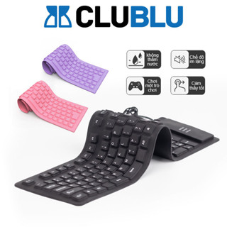 -CLUBLU- Bàn Phím Cuộn Silicon Laptop Có Dây USB Chống Nước Nút Ấn Tĩnh Âm Không Gây Ồn Thể Gấp Gọn