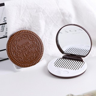 Gương mini trang điểm bánh quy có lược arse fans