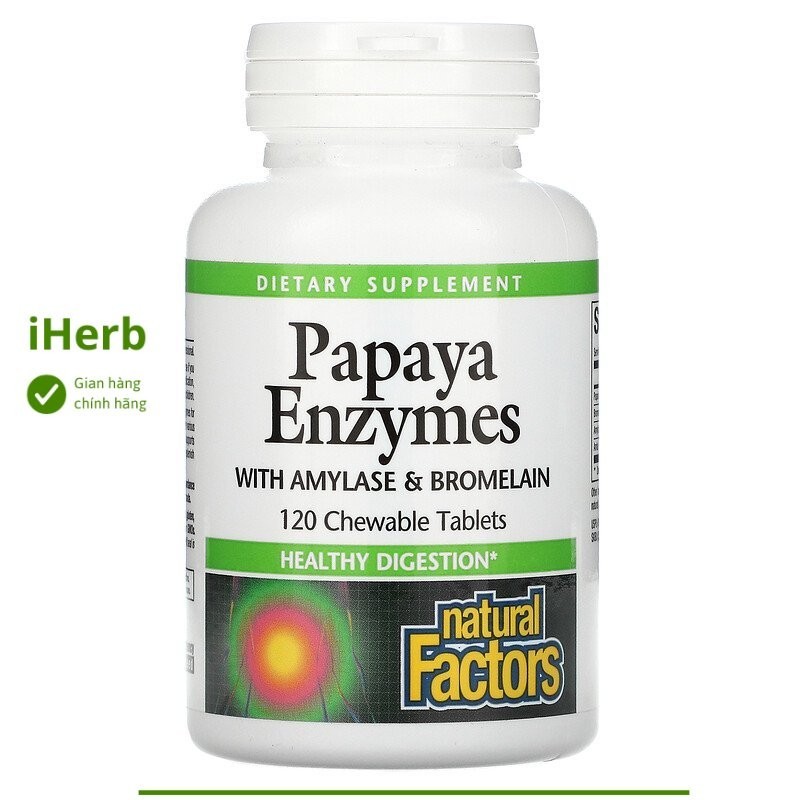 Papaya Enzymes với Amylase & Bromelain của Natural Factors ( 120 viên) - iHerb việt Nam