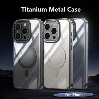 Dành cho iphone 15 pro max 14 pro max 13 hợp kim nhôm titan từ tính cho iphone 15 14 pro 13 pro max cứng trong suốt