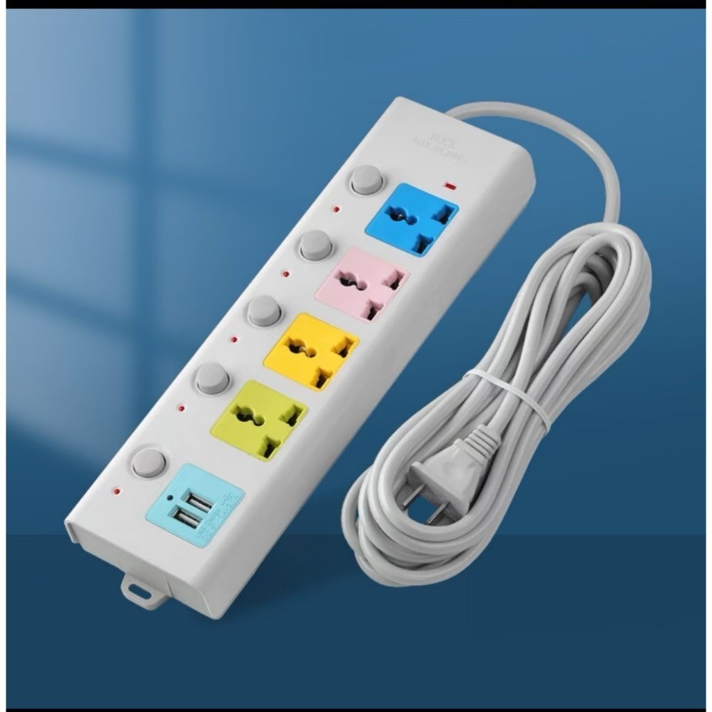 Ổ Cắm Điện USB Đa Năng Cao Cấp Chống Giật Dây Dài 4m, 2 Cổng Cắm USB Có Chốt An Toàn Tiện Dụng .