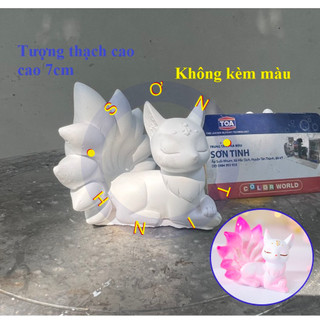 Tượng tô màu cửu vỹ hồ, cáo hồ ly 9 đuôi tô tượng thạch cao , tượng trắng decor