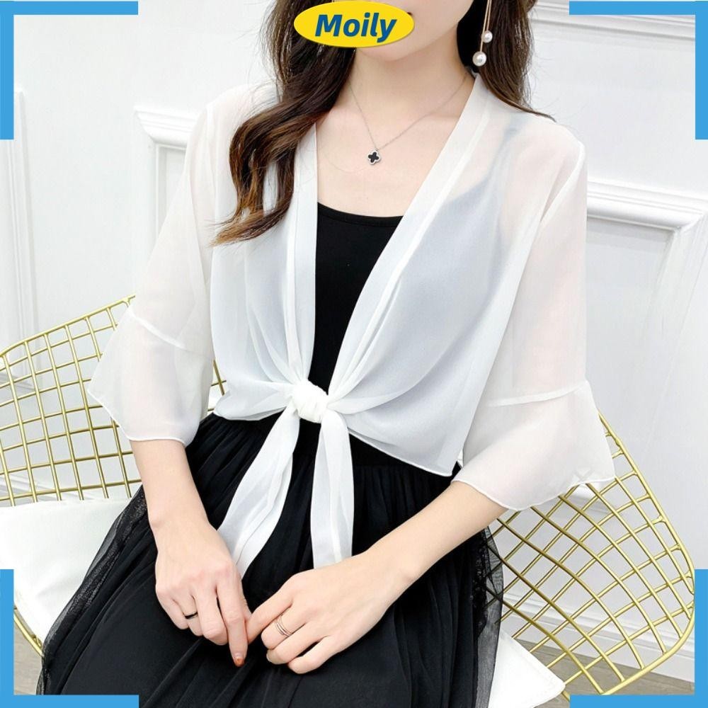 Áo Cardigan ngắn MOILYVN, Áo voan tuyn, Áo Cardigan nữ Polyester chất