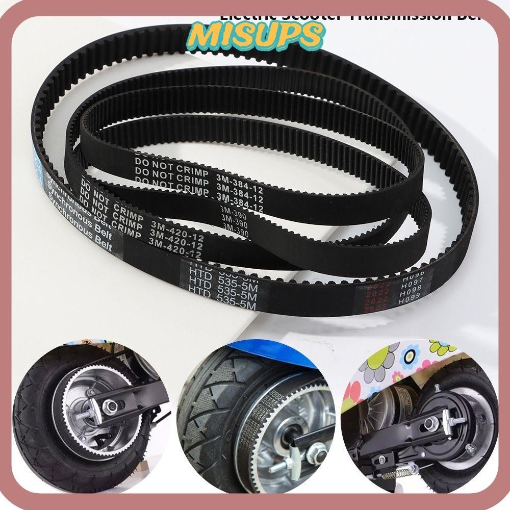 Đai xe tay ga điện MISUPS Đen 384 12 HTD Ổ Sọc Cao su