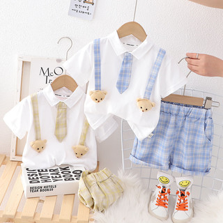 Mùa Hè Quần Áo Cho Bé Phù Hợp Với Trẻ Em Bé Trai Áo Sơ Mi Thời Trang Quần Short 2 Cái / bộ Quần Áo Thường Ngày Trẻ Sơ Sinh Trẻ Em Bộ Đồ Thể Thao Bộ