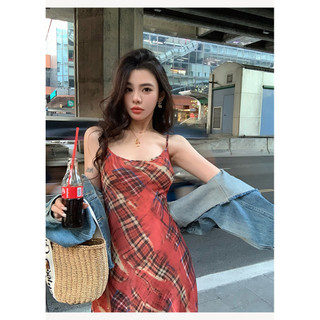 Thời trang mùa hè Retro Kẻ sọc in hình gợi cảm lệch vai Váy maxi dáng rộng