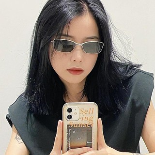 Kính râm gọng hẹp cổ điển Hộp nhỏ Kính râm màu xanh đậm