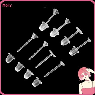 Set 100 đôi khuyên tai nhựa trong suốt tiện dụng