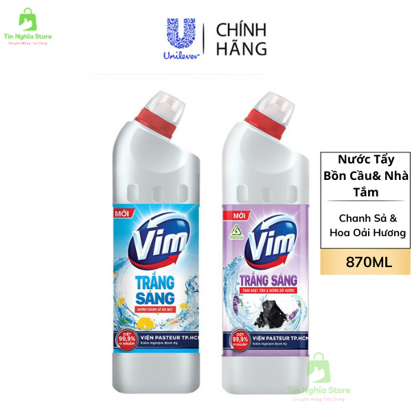 Nước Tẩy Bồn Cầu Vim Trắng Diệt Khuẩn Chanh Sả | Oải Hương - Chai 870ML