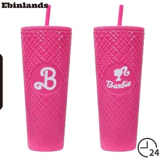  Cốc Uống Nước Có Ống Hút Màu Hồng Lấp Lánh Cho Búp Bê Barbie
