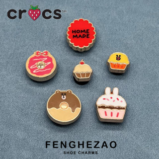  Jibbitz Crocs Charm Giày Lỗ Hoa Phụ Kiện Giày Trang Trí Kim Loại Bánh Gấu Và Thỏ 