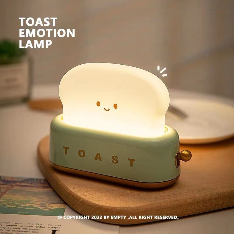 Đèn bàn Mini dễ thương 3W Tiết kiệm năng lượng Đèn có thể điều chỉnh giấc ngủ ban đêm Đèn ngủ phòng ngủ USB Kawaii Bánh mì nướng Máy làm bánh mì Đèn LED để trang trí nội thất và quà tặng cho trẻ em