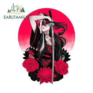Earlfamily 13cm x 9.7cm Samurai Geisha Xe Dán Chống Trầy Xước Đồ Họa Thời Trang Windows Xe Tải Vinyl Chống Thấm Nước Decal Người Cắm Trại Phụ Kiện Ô Tô