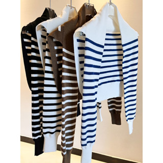 Fxdazi * Khăn choàng Hàn Quốc Dongdaemun Sọc Dệt Kim Đen Trắng Sọc Khăn choàng Vai Khăn quàng cổ nhỏ Khăn choàng cổ giả Cổ áo choàng trang trí bên ngoài