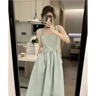 Váy Liền Hai Dây Cổ Vuông Kiểu Pháp Váy Khí Chất Tôn Dáng Gầy Chiết Eo Thích Hợp Thiết Kế Thân Hình Nhỏ Cho Nữ Mùa Hè