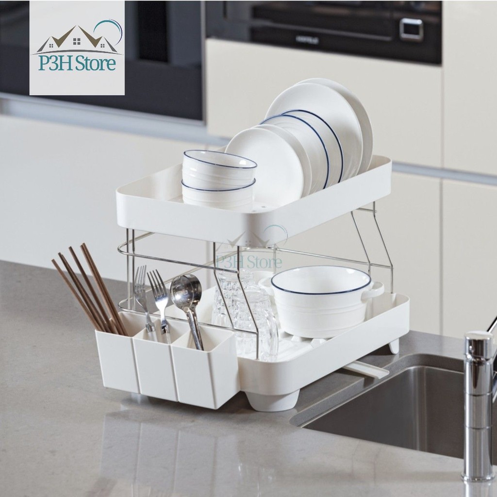 Kệ chén bát 2 tầng Inochi Tokyo khung thép cứng cáp chịu lực tốt P3H Store