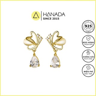   BH TRỌN ĐỜI  Bông Tai Bạc 925 Hanada Cánh Hồ Điệp Giọt Nước Khuyên Tai Quà Tặng Đi Tiệc ,Mang hằng ngày  2360 B6 