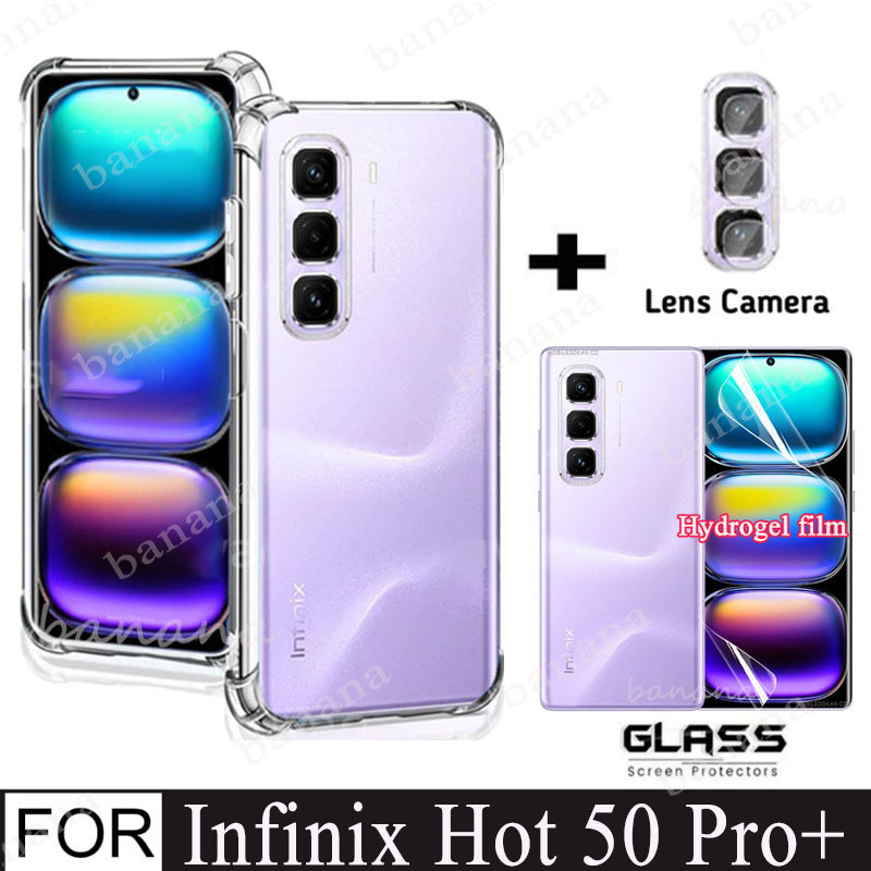 Ốp điện thoại 3in1 Infinix Hot 50 Pro + Tpu cho Infinix Hot 50 Pro Plus Phim Hydrogel mềm + Phim ống