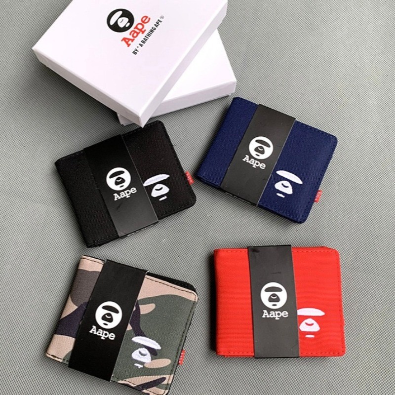 Ví Bape Oxford Ví Ngắn Nam Đựng Thẻ Ví Sinh Nhật Ngày Lễ Quà Tặng Ví Đen