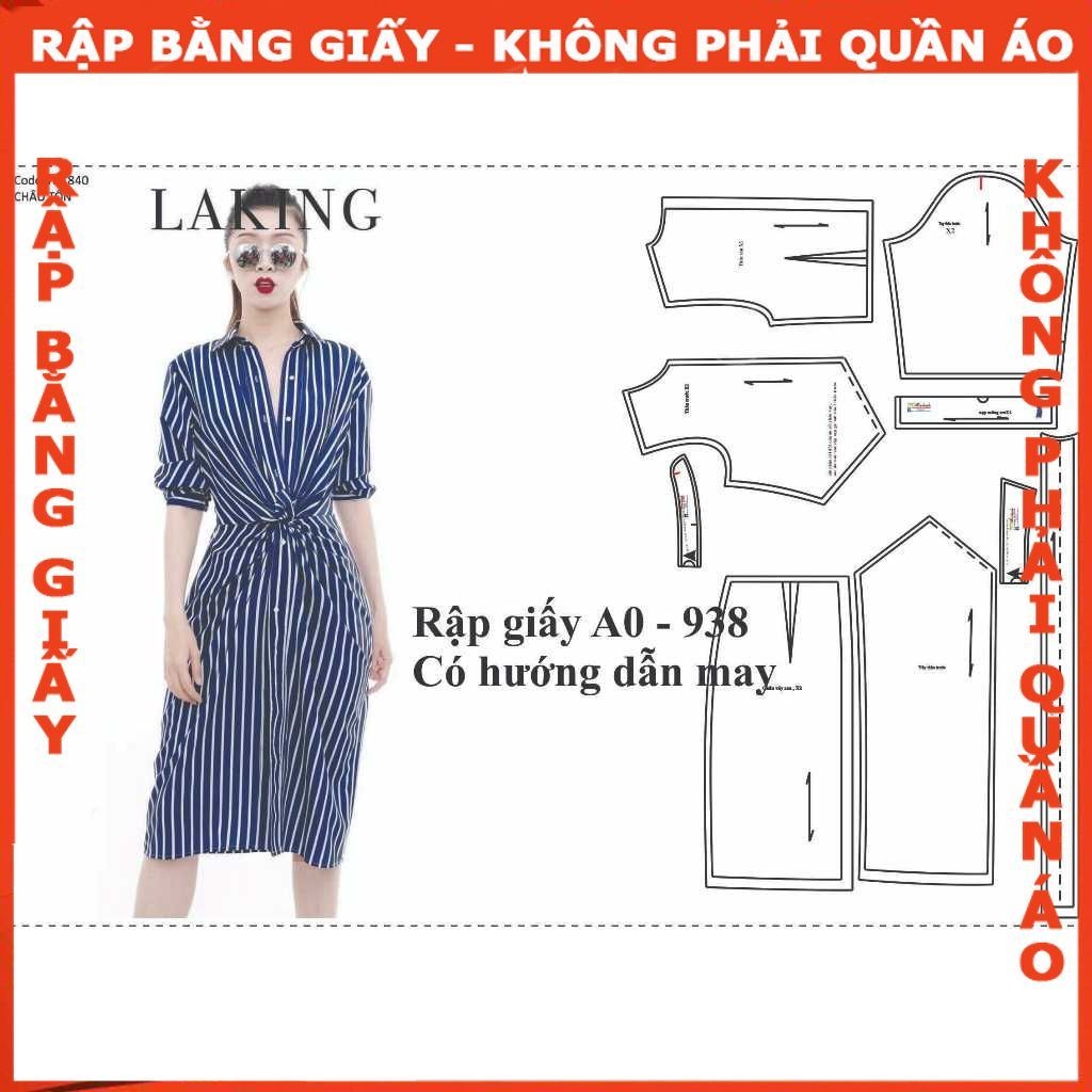 Rập giấy A0 đầm sơ mi xoắn eo - 938