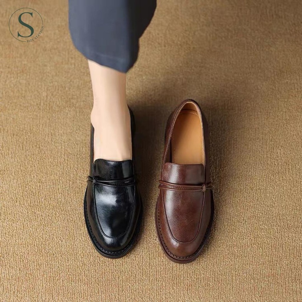 Size Station - Giày loafer da trơn basic 4cm 400034