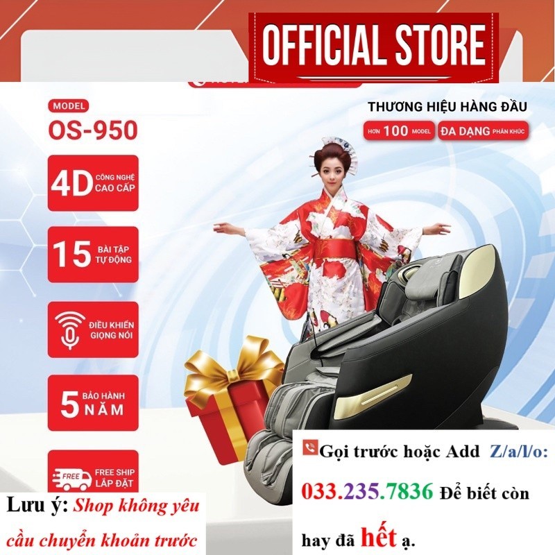 Ghế massage toàn thân Okinawa OS-950 4D+, trị liệu , điều khiển giọg nói - <SALE<