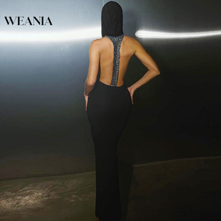 Váy không tay có mũ trùm đầu hở lưng gợi cảm WEANIA