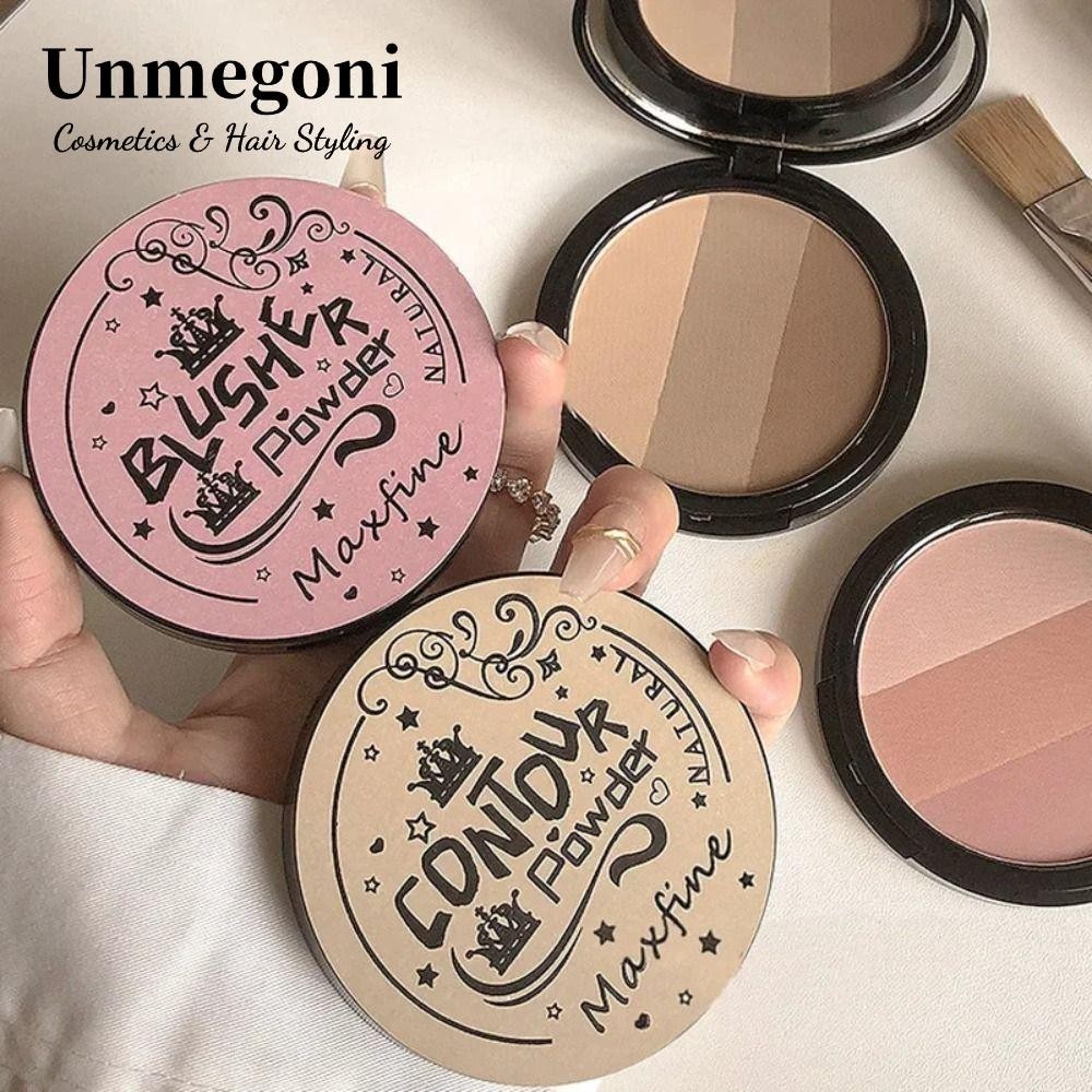 Unmegoni Bột Phấn Contour, Bảng Phấn highlight 3 Mặt Bronzer, Cà Phê Nâu Độ Bóng Cao Tự Nhiên Hoa Hồng Hồng Hồng Blush